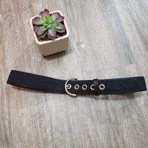 Coach Monogram Canvas and Leather Belt Black Sz Medium